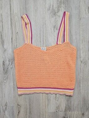 New Francescas Knit Crochet Cotton Tank Top
